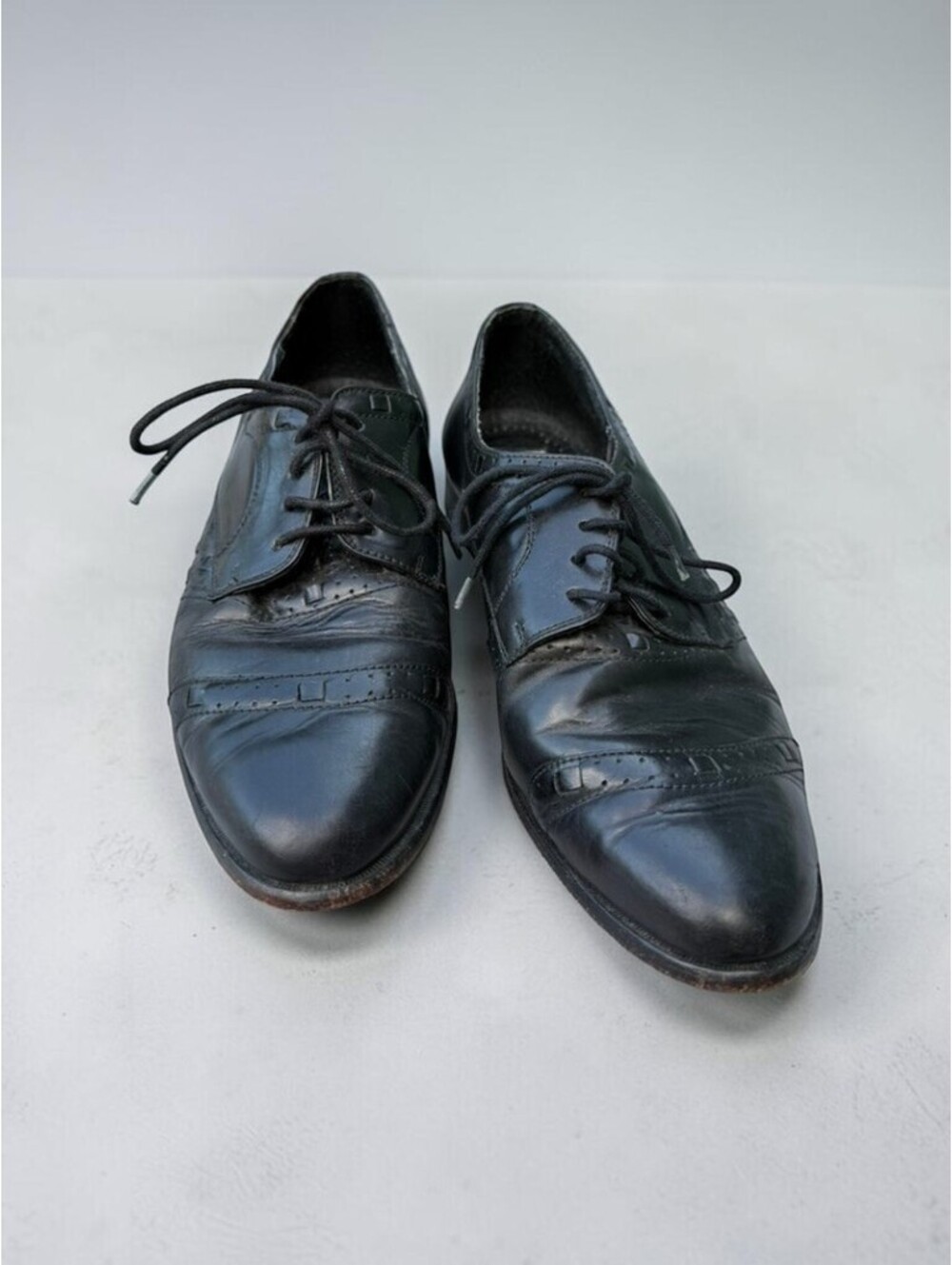 Mario De Gerard Men’s 10.5 Black Leather Cap Toe Brogue Oxford Dress Shoes